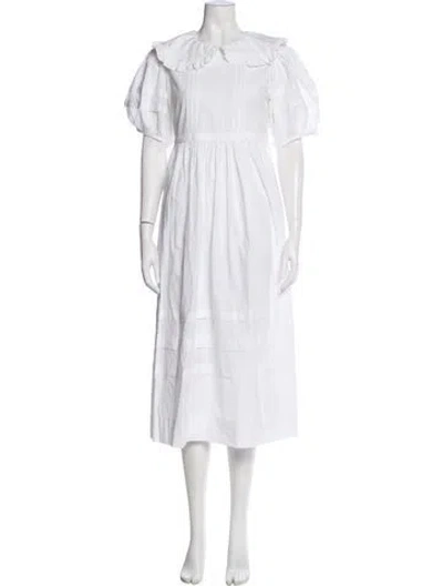Pre-owned Sandy Liang Midi Length Dress In White
