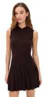 Sandy Liang Womens Brown Millie Pleated-hem Merino-wool Knitted Mini Dress In Brown