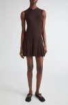 Sandy Liang Millie Pleated Merino Wool Sweater Dress In Gray