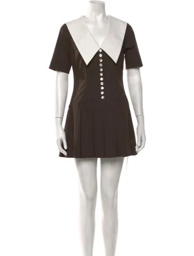 Pre-owned Sandy Liang Mini Dress In Brown