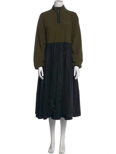 Pre-owned Sandy Liang Mock Neck Midi Length Dress In Green