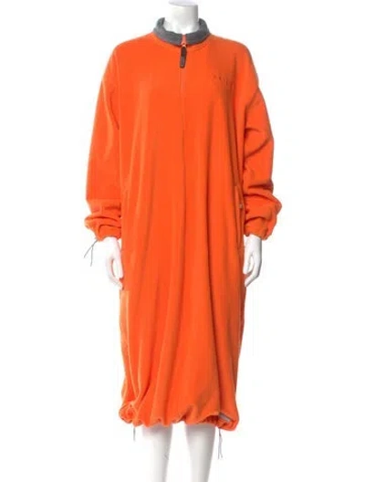Pre-owned Sandy Liang Mock Neck Midi Length Dress W/ Tags In Orange