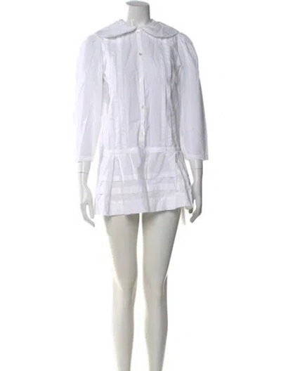 Pre-owned Sandy Liang Mock Neck Mini Dress In White