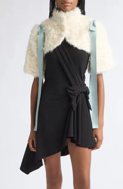 Sandy Liang Mohair Blend Bolero Jacket In White