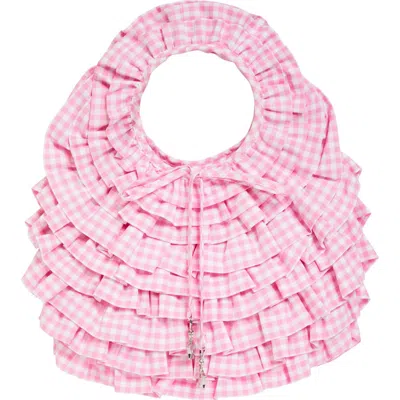 Sandy Liang Napa Gingham Handbag In Pink Multi