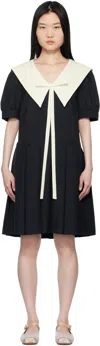 Sandy Liang Navy Alta Midi Dress In Navy