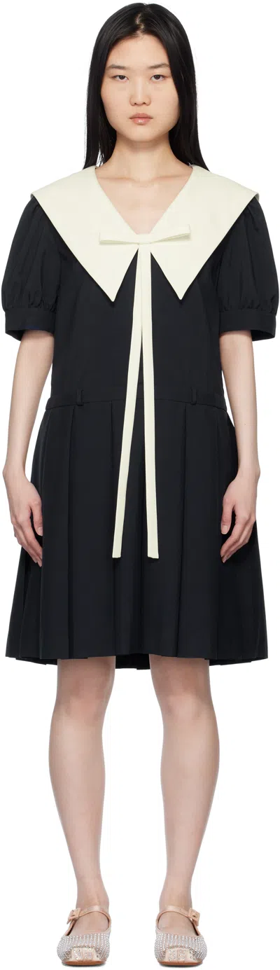 Sandy Liang Navy Alta Midi Dress