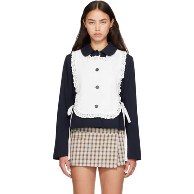 Sandy Liang Navy & White Winslow Jacket In Blue