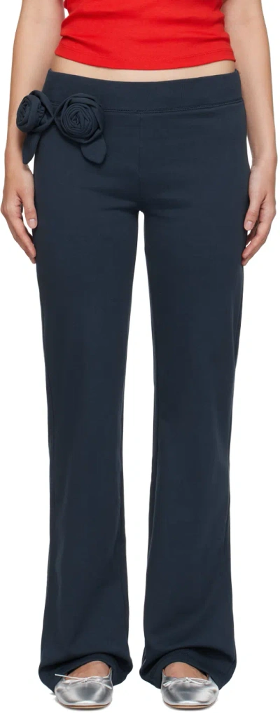 Sandy Liang Navy Hilton Sweatpants In 409 Navy