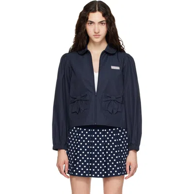 Sandy Liang Navy Necco Jacket In Blue