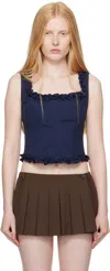 Sandy Liang Navy Piper Corset Top