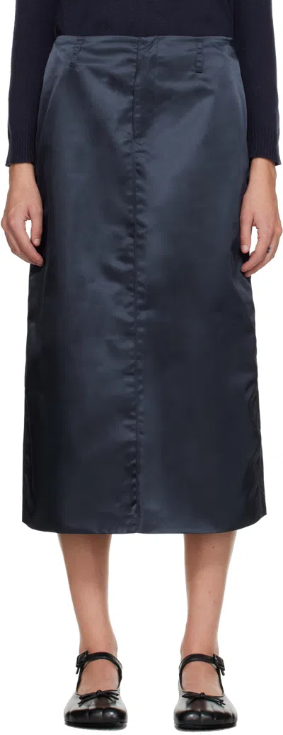 Sandy Liang Navy Ravenna Midi Skirt In Blue