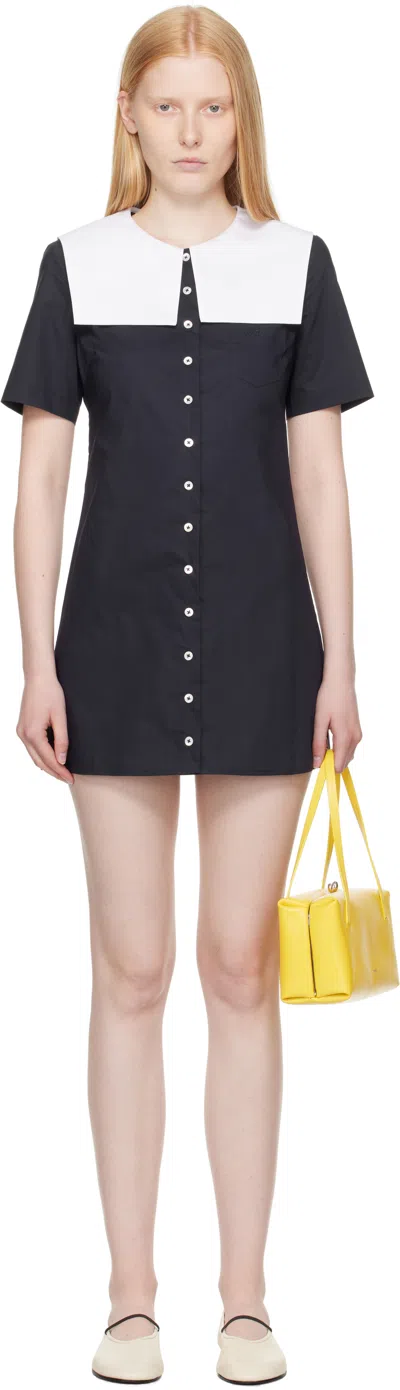 Sandy Liang Navy Rila Shirt Minidress