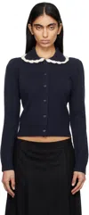 Sandy Liang Navy Roche Cardigan In Navy