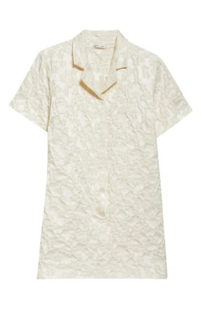 Sandy Liang Nurse Floral Jacquard Shirtdress In Ivory