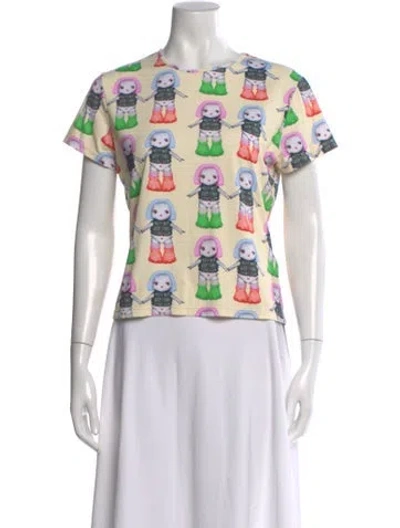 Pre-owned Sandy Liang Nylon Graphic Print T-shirt In Multi