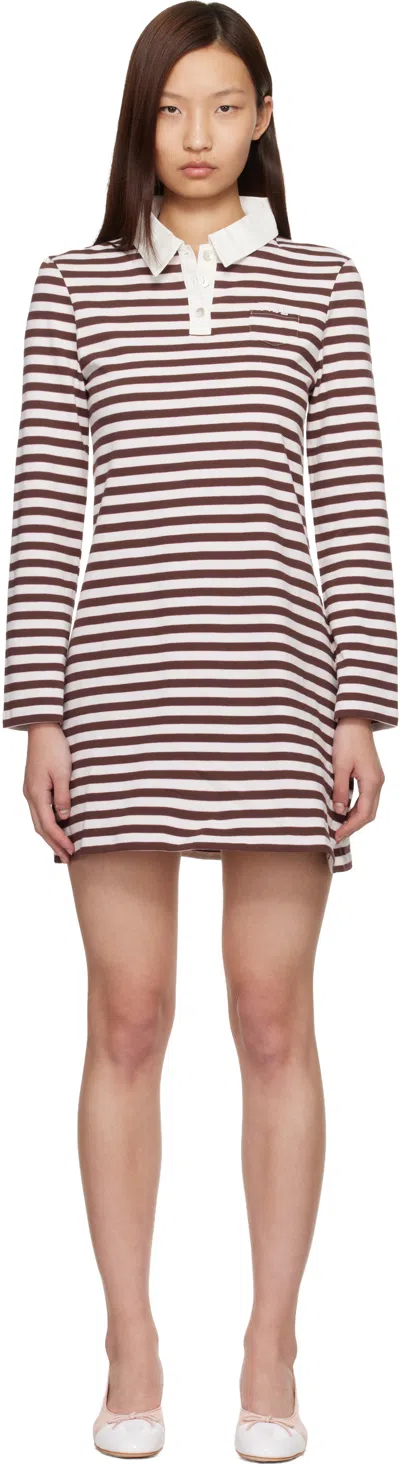 Sandy Liang Off-white & Brown Toto Minidress In Multi
