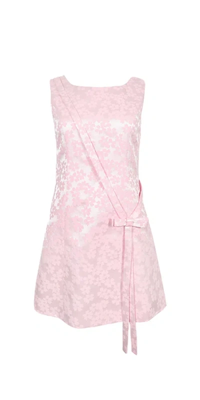 Sandy Liang Olga Dress Pink Floral Jacquard