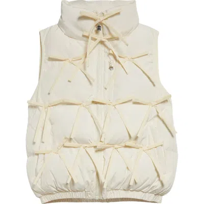 Sandy Liang Patro Bow Puffer Vest In Ivory