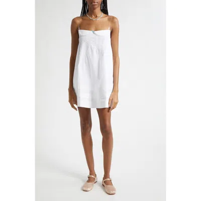 Sandy Liang Patsy Cotton Pintuck Minidress In White