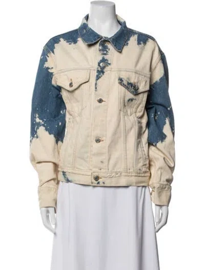 Pre-owned Sandy Liang Patterned Denim Jacket In Multicolor