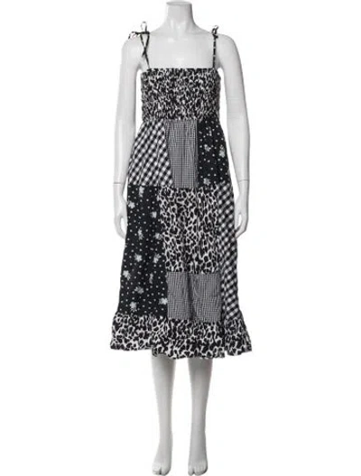 Pre-owned Sandy Liang Patterned Midi Length Dress In Black