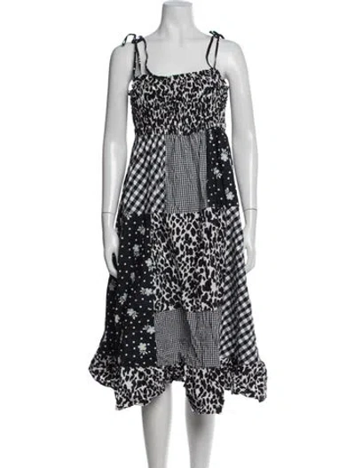 Pre-owned Sandy Liang Patterned Midi Length Dress In Black