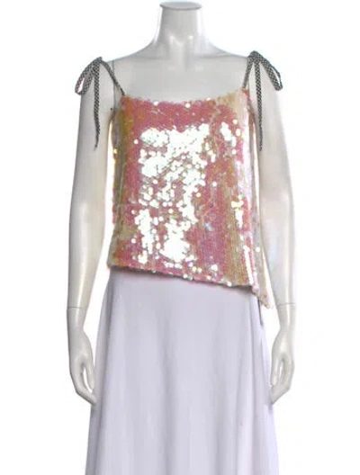 Pre-owned Sandy Liang Patterned Square Neckline Top In Neutral