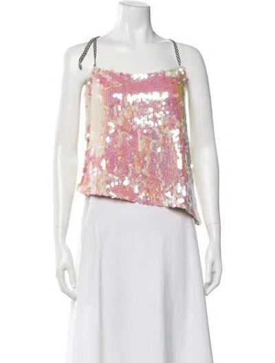 Pre-owned Sandy Liang Patterned Square Neckline Top In Pink
