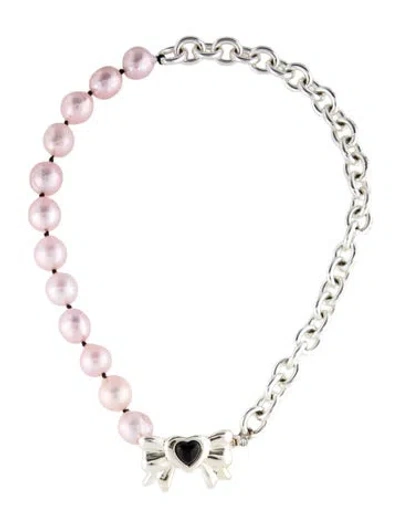 Pre-owned Sandy Liang Pearl & Stone Present Bead Strand Necklace, 16.25" In Multi