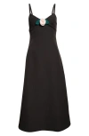Sandy Liang Pilton Rosette Midi Dress In Black