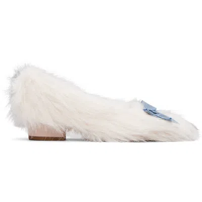 Sandy Liang Pink Furry Slipper 40 Heels In White