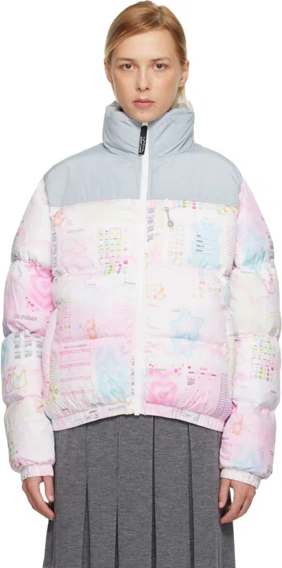 Sandy Liang Pink Jeffey Puffer Jacket In Multi