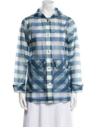 Pre-owned Sandy Liang Plaid Print Jacket In Blue