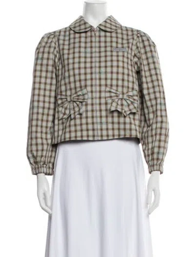 Pre-owned Sandy Liang Plaid Print Jacket In Multicolor