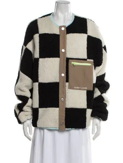 Pre-owned Sandy Liang Plaid Print Jacket In Neutral