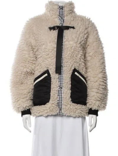 Pre-owned Sandy Liang Plaid Print Jacket In Neutrals