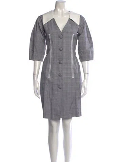Pre-owned Sandy Liang Plaid Print Knee-length Dress In Multicolor