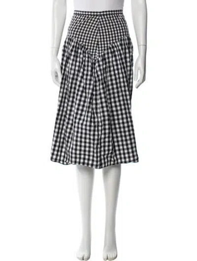 Pre-owned Sandy Liang Plaid Print Knee-length Skirt In Black