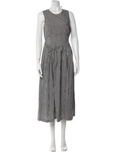Pre-owned Sandy Liang Plaid Print Long Dress In Black/white