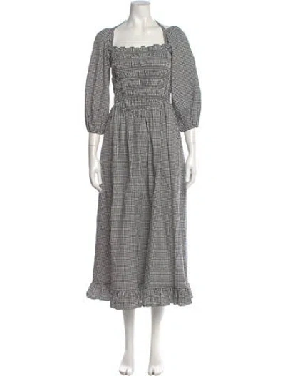 Pre-owned Sandy Liang Plaid Print Long Dress In Multi