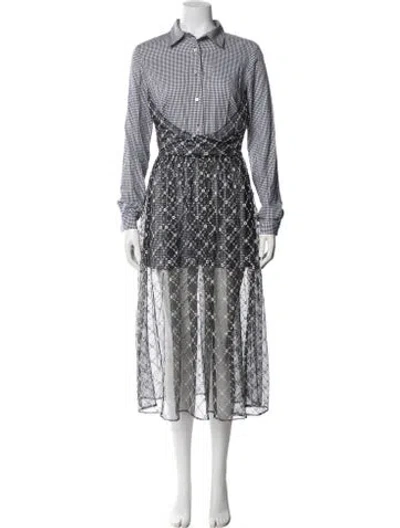 Pre-owned Sandy Liang Plaid Print Long Dress In Multi