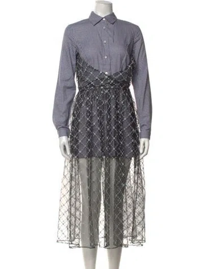 Pre-owned Sandy Liang Plaid Print Long Dress In Multicolor