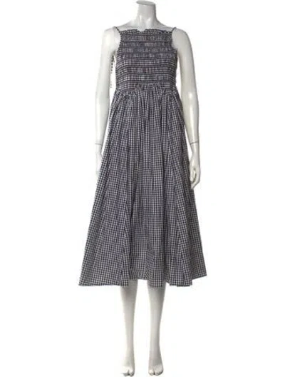 Pre-owned Sandy Liang Plaid Print Midi Length Dress In Black/white