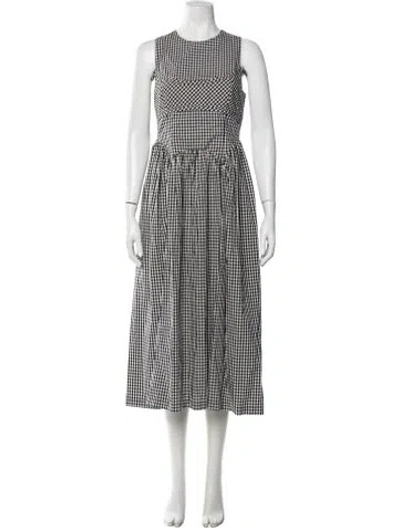 Pre-owned Sandy Liang Plaid Print Midi Length Dress In Black/white