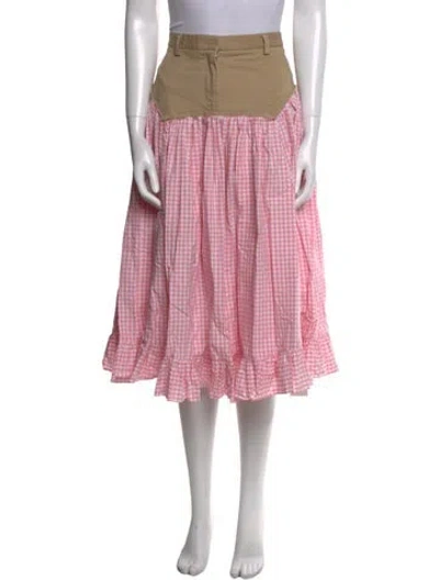 Pre-owned Sandy Liang Plaid Print Midi Length Skirt In Multi