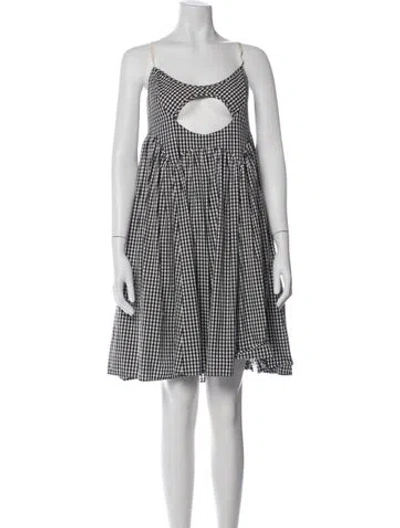 Pre-owned Sandy Liang Plaid Print Mini Dress In Black