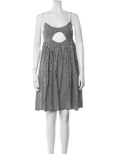 Pre-owned Sandy Liang Plaid Print Mini Dress In Black