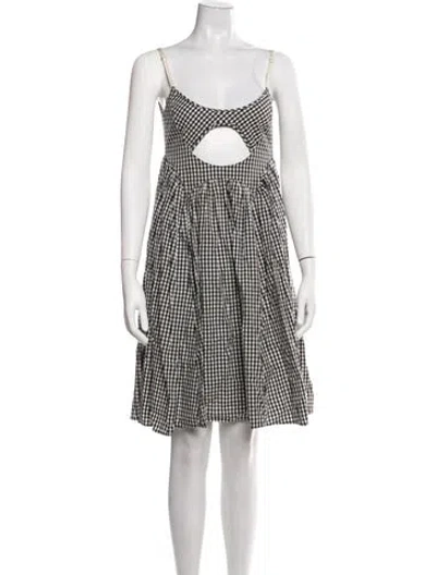 Pre-owned Sandy Liang Plaid Print Mini Dress In Black