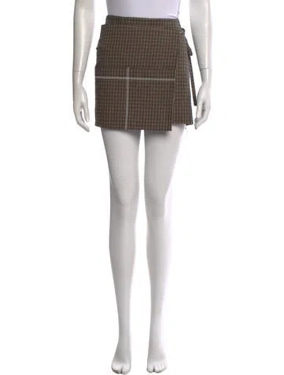 Pre-owned Sandy Liang Plaid Print Mini Skirt
